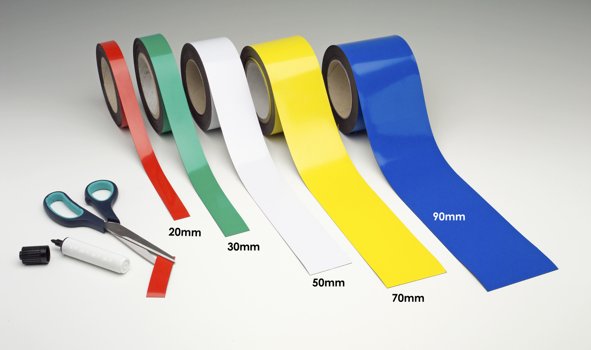 90mm x 10m Magnetic Easy-Wipe Racking Strip - Yellow
